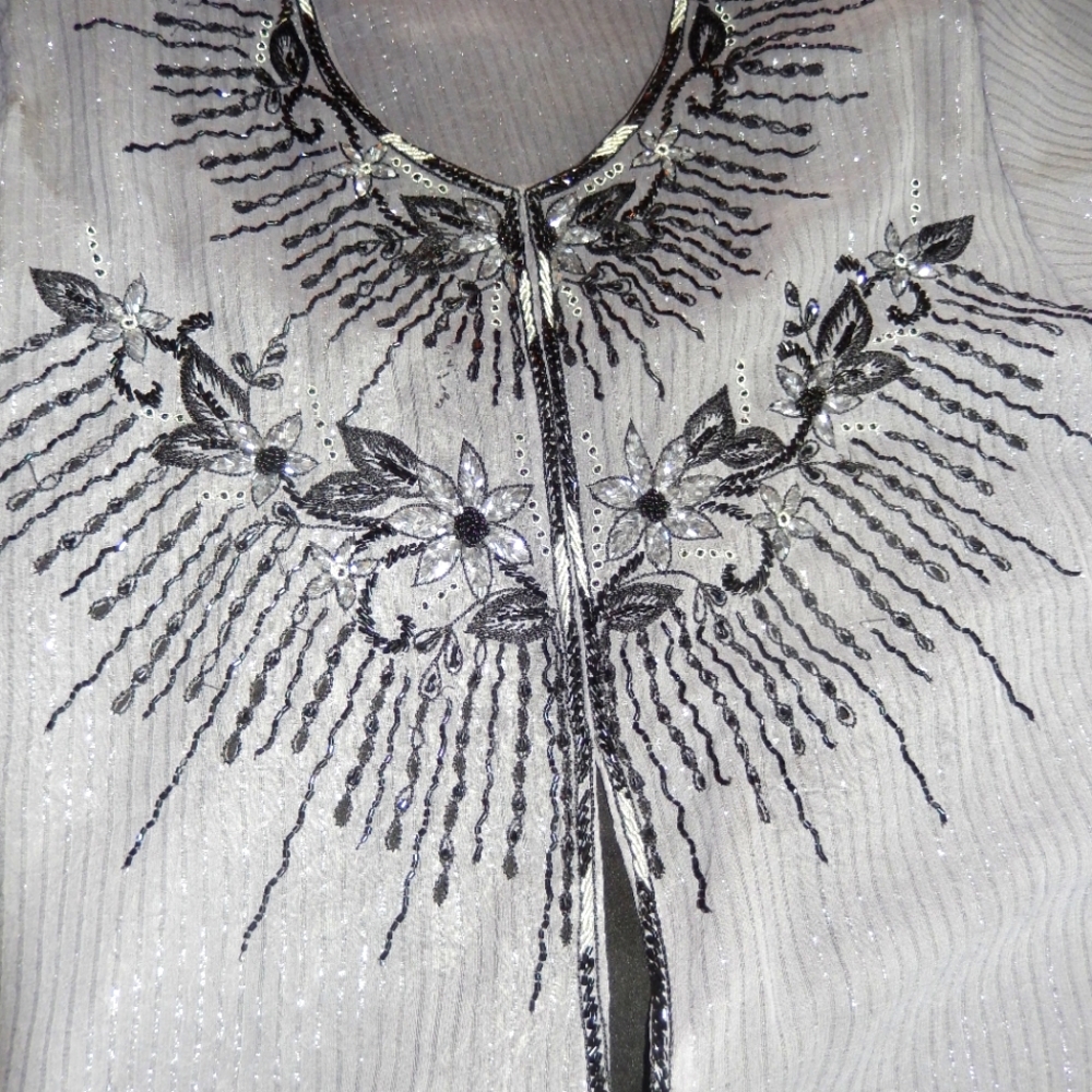 Grey Kaftan abaya with black beading size  small/medium